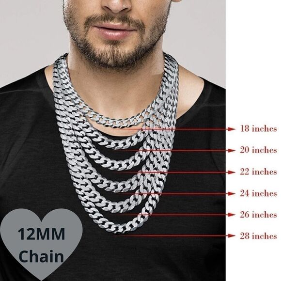 NEW 28” Men’s Solid 925 Sterling Silver Cuban Chain - Picture 1 of 7